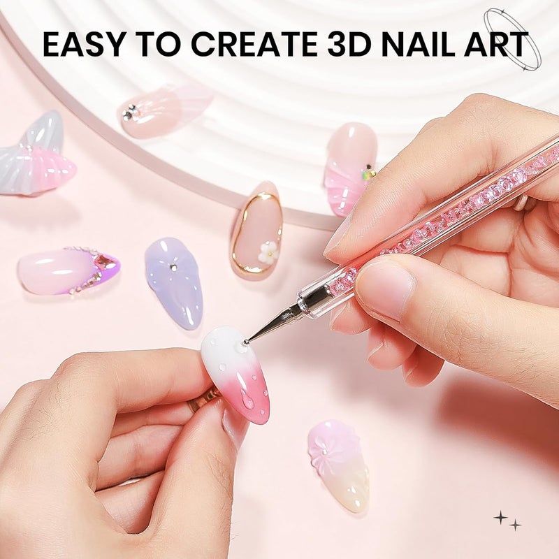 SUPWEE 3D Gel Nail Art with No Wipe Chrome Powder Sculpting Painting Gel for Nail Charms Rhinestone Decoration Adhesive with Nails Art Brushes DIY Manicure at Home - Image 5